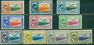 Иран, 1930, Шах Реза Пехлеви, Птицы, 10 марок. наклейки